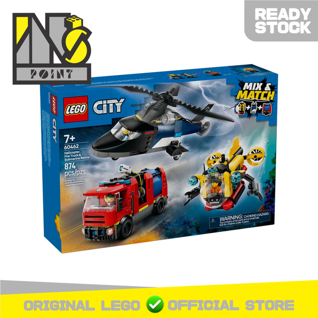 LEGO 60462 - City - Helicopter, Fire Truck & Submarine Remix