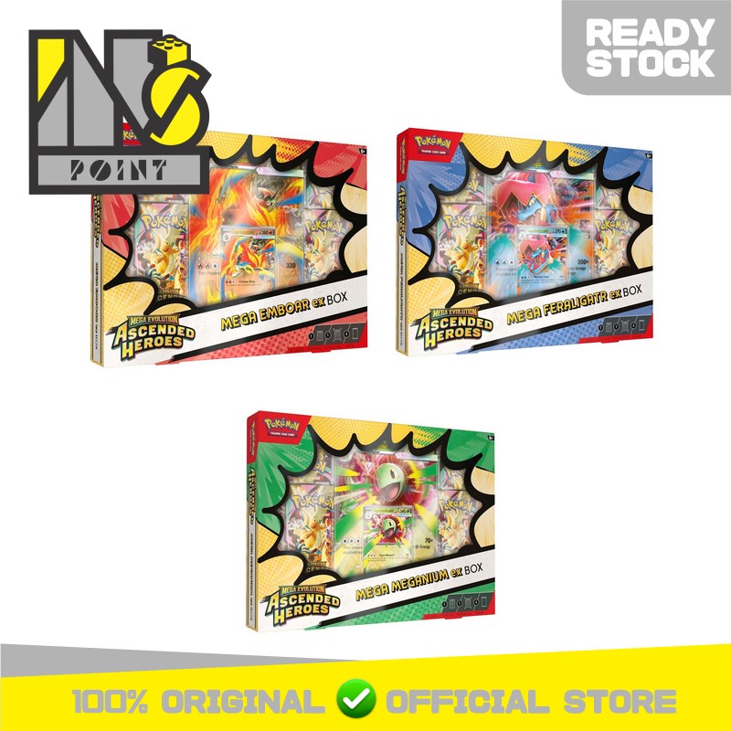 Pokemon TCG: Mega Evolution - Ascended Heroes Mega Feraligatr / Mega Meganium / Mega Emboar ex Box