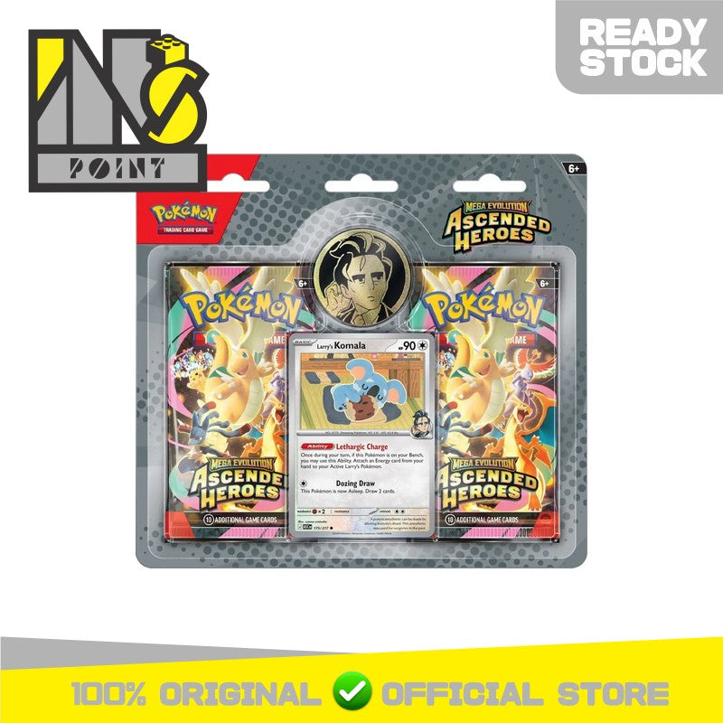 Pokemon TCG English - Mega Evolution Ascended Heroes Collection Blister Coin Larry’s Komala / Tangela